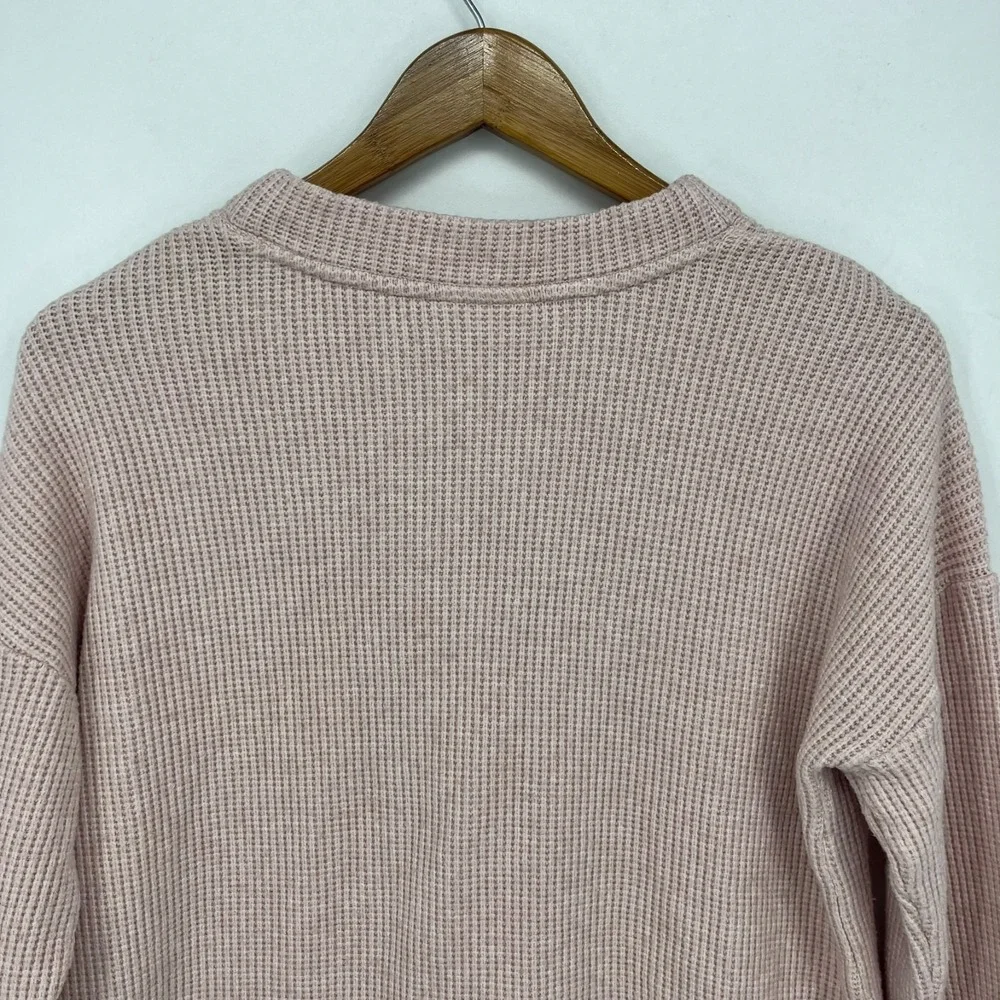 J. Jill Sweater Women's Size M Pink Knit 1/4 Button‎ V-Neck Rayon Blend